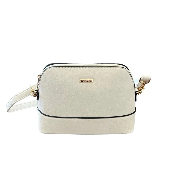 Vatab Ivory Off White Purse Shoulder Cross Body Clasp Leather Women’s - Picture 2 of 6